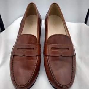 Cole Haan Wmns 10B Brown Tan Leather Penny Loafer Low Heel Closed Toe *R005*